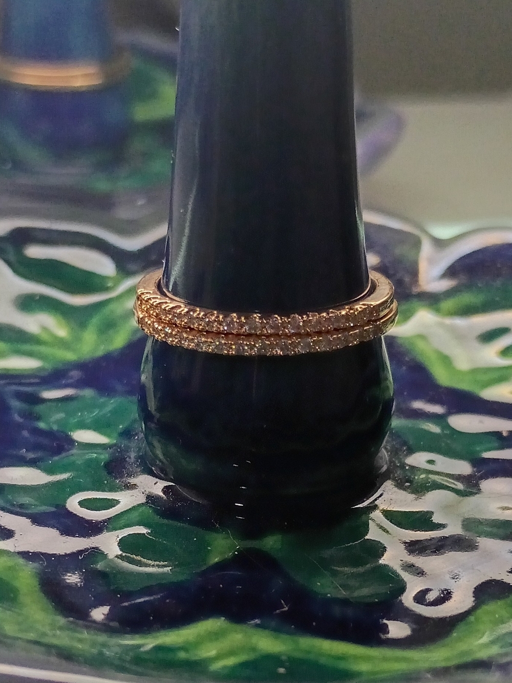 Rose Gold Moissanite Eternity Band Stacking Ring Micro Pave Size 8 & 9